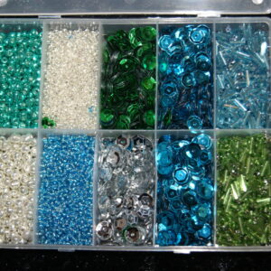 Ref 10005 – Coffret perles et sequins Bleu/Vert