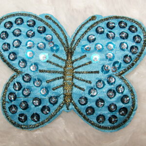 Ref 45 Bleu – Ecusson Papillon et Sequins Bleu