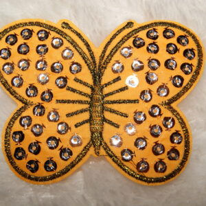 Ref 45 Jaune – Ecusson Papillon et Sequins Jaune