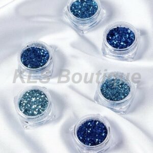 Ref 704 – Lot de 6 pots Paillettes – Dégradé de Bleu pour Résine ou Nail Art