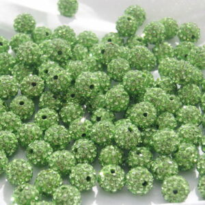 Ref 50 – Perles Shamballa – Couleur Vert -10mm