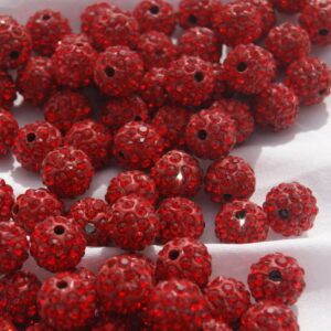 Ref 53 – Perles Shamballa – Couleur Rouge -10mm