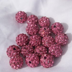 Ref 57 – Perles Shamballa – Couleur Rose Fonce -10mm