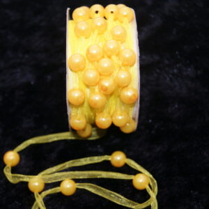 Ref 900 Perles Jaune – 5m de Ruban avec Perles Couleur Jaune