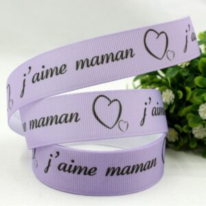 Ref 1007 – Ruban J’aime Maman Violet 25 mm